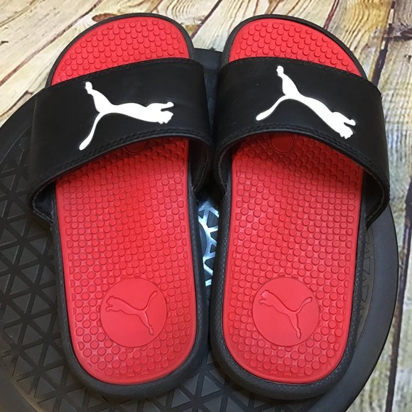 Puma Kids Black Slides Sandals Size 1 - Picture 4 of 8